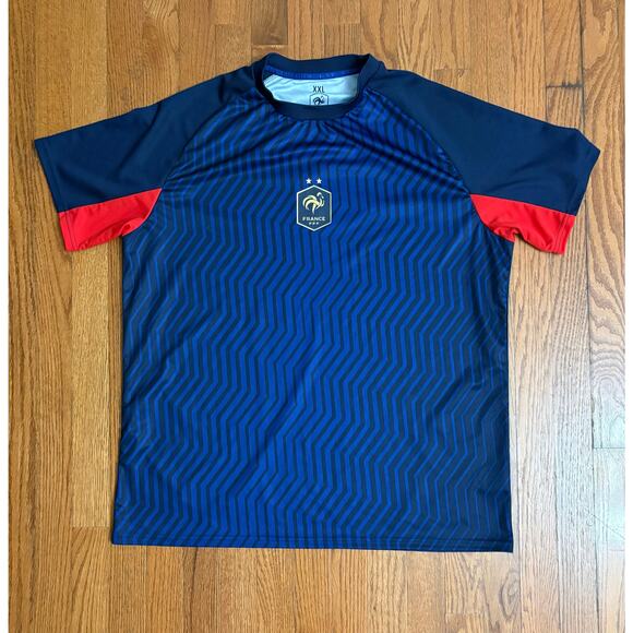 France French National Soccer Team Blue Red Jersey T-Shirt-Men's Size XXL- EUC - Picture 1 of 6